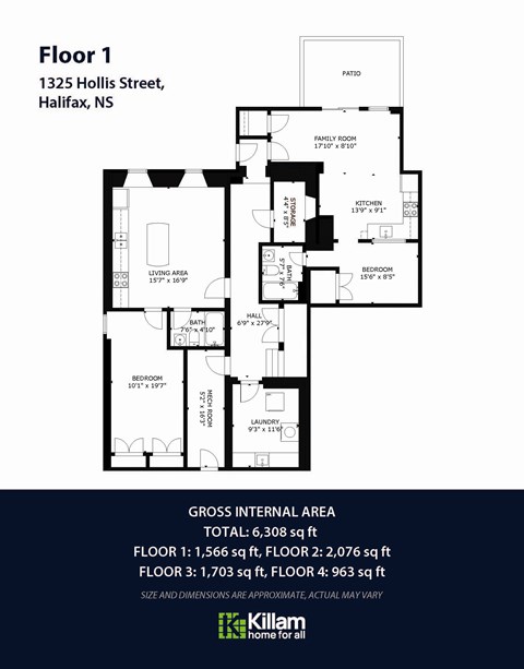 Floor plan for 2 beds, 1 bath